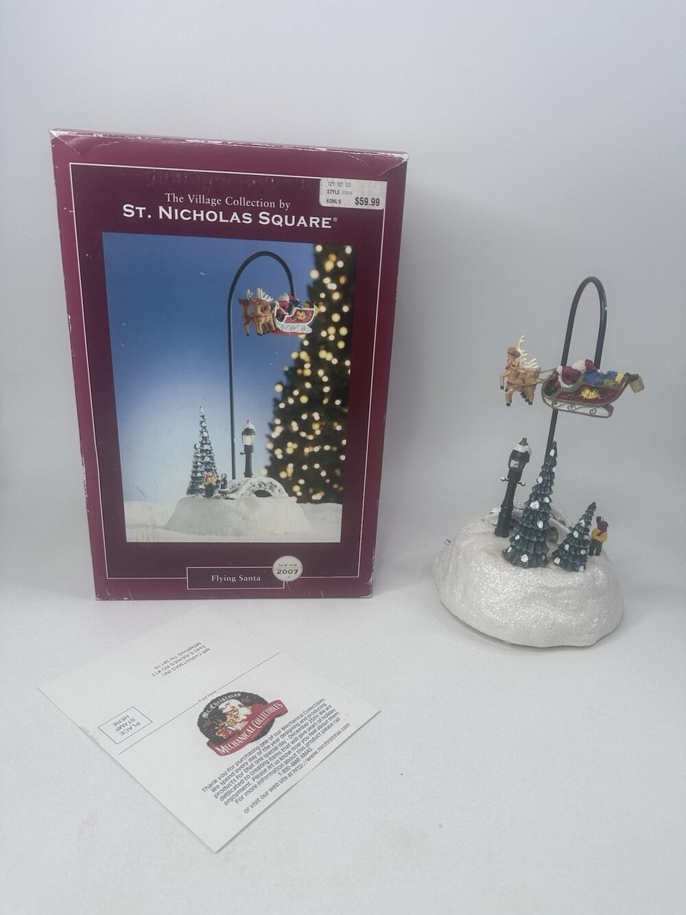 Christmas St. Nicholas Square The Village Collection Flying Santa & Reindeer